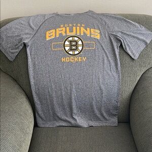 NHL Adult Small  (34/36) Gray and Yellow Bruins Game Tee